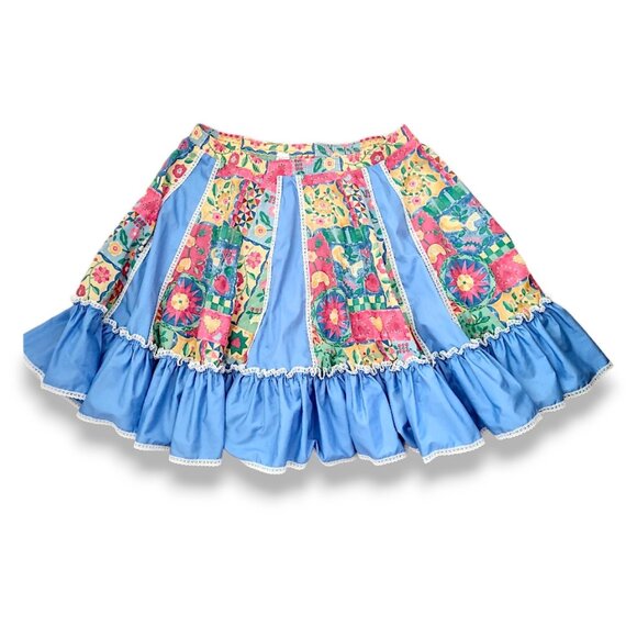 Malco Modes vintage 70's high-waisted paneled tiered floral gypsy circular skirt - Picture 4 of 9